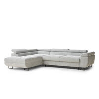 ECKSOFA Concord Grau Chenille-Stoff - Links Seite - Schwarz/Grau, Holz/Holzwerkstoff (203/277cm) - Maison de Reve