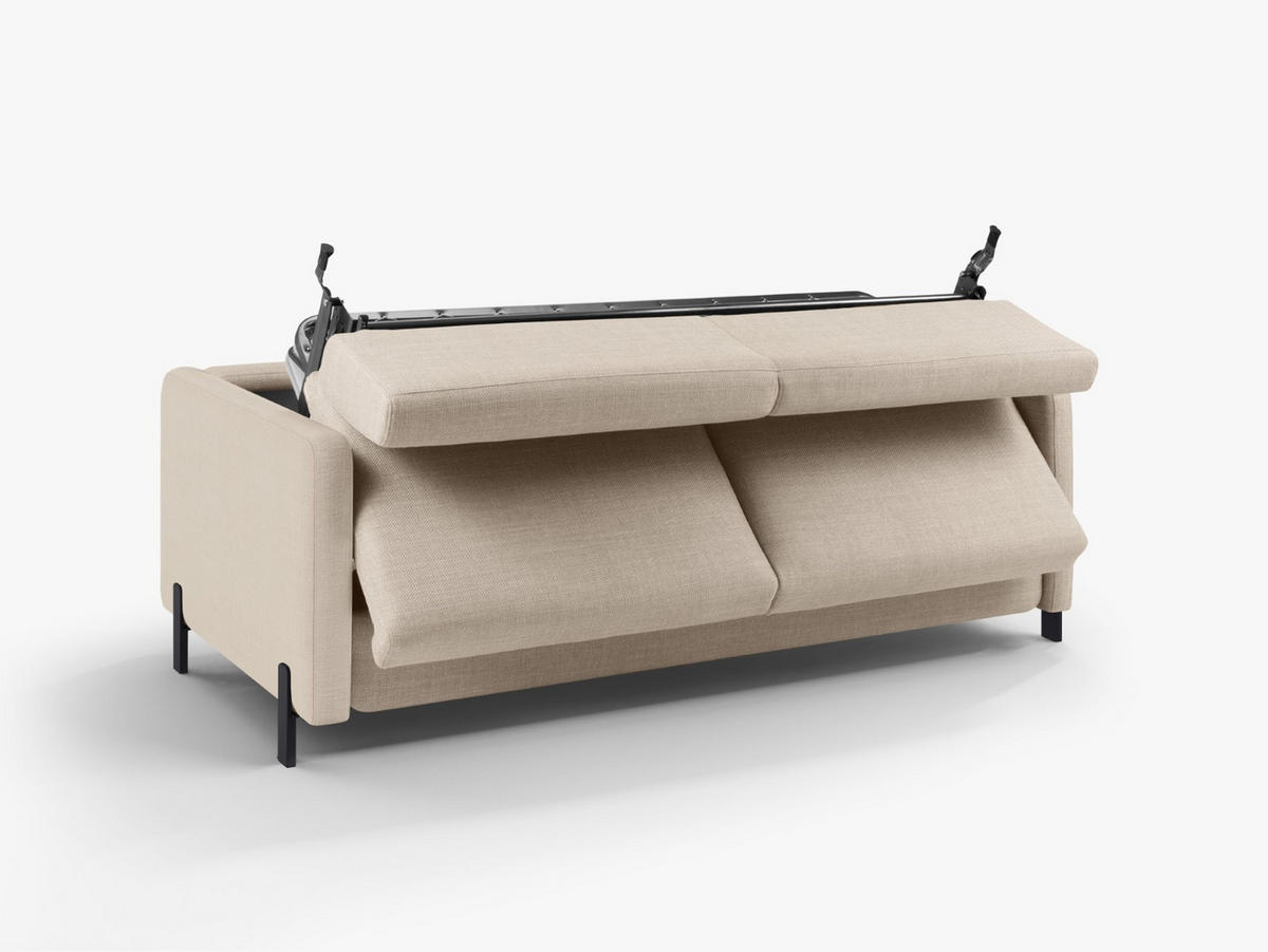 SOFA ausklappbar Gloria aus strukturiertem Stoff beige 3 Sitzplätze - Beige, Textil (102/80/202cm) - Micadoni