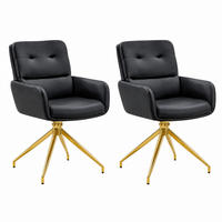 DREHSTUHL 2er-Set 360° drehbar PU Schwarz Metall Goldfarben - Schwarz, Metall (50/85/55cm) - Meubliv