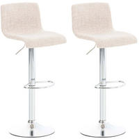BARHOCKER 2er Set Stoff creme - Chromfarben/Creme, Textil/Metall (39/84/36cm) - CLP