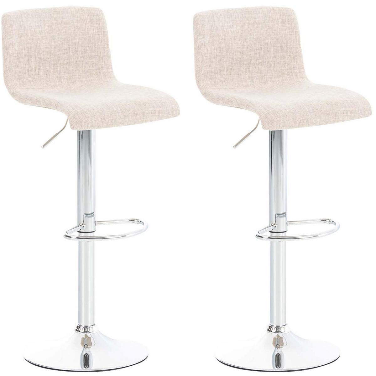 BARHOCKER 2er Set Stoff creme - Chromfarben/Creme, Textil/Metall (39/84/36cm) - CLP