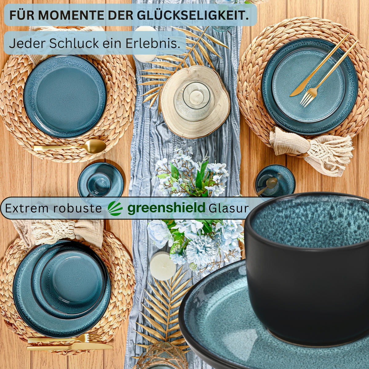 ESPRESSOTASSEN SET VIGO - 12 teilig aus Steingut - Blau, Stein (0.08L) - Sänger