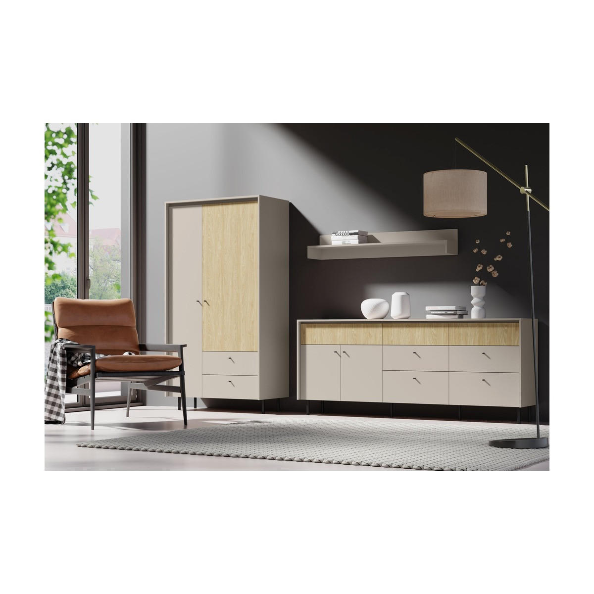WOHNZIMMER Set – MALTA System – Beige - Beige, Holzwerkstoff (203.5/84.5/42cm) - hi-markt