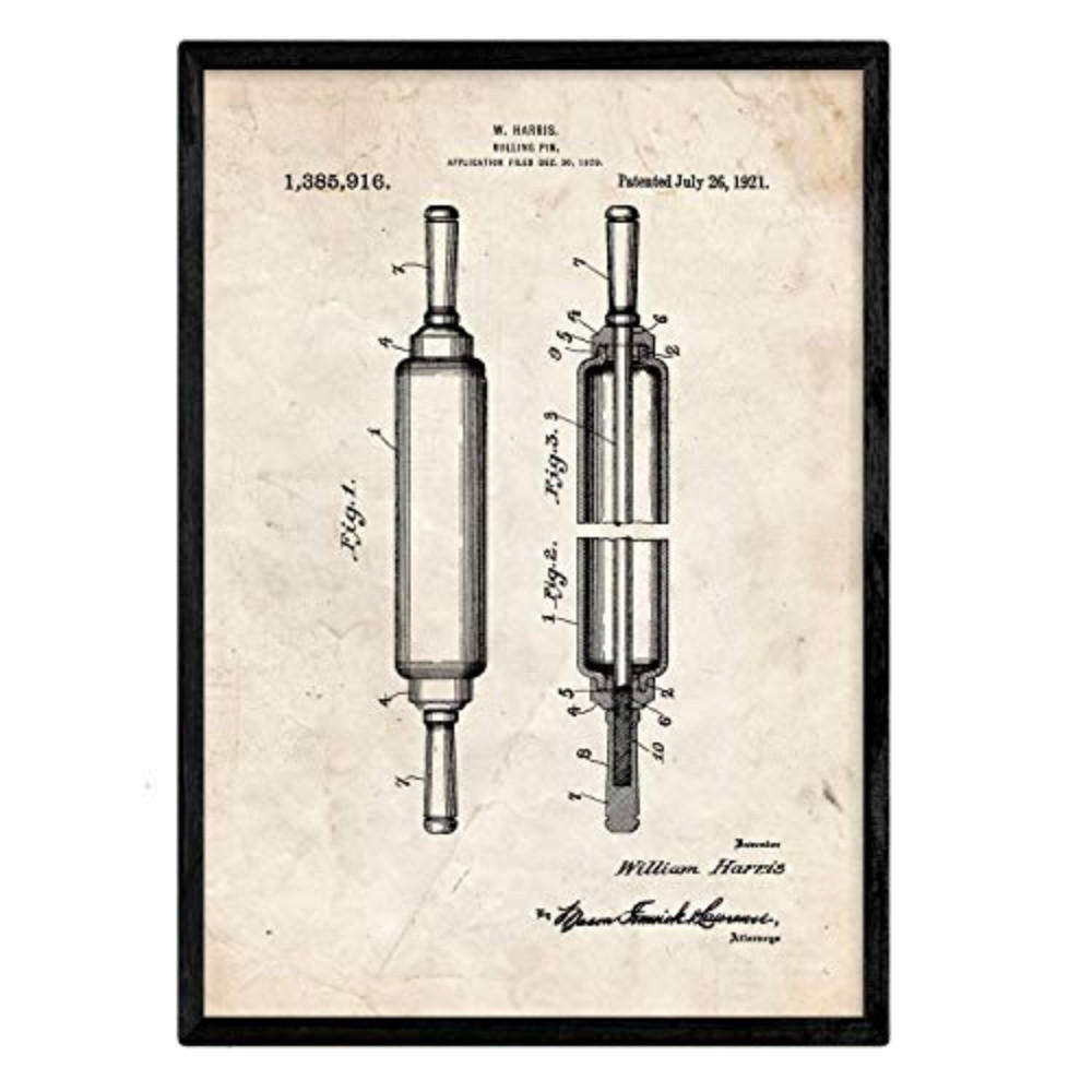 POSTER Patent Teigrolle A3 Rahmenlos - Klar, Papier (29.7/5/42cm) - Nacnic