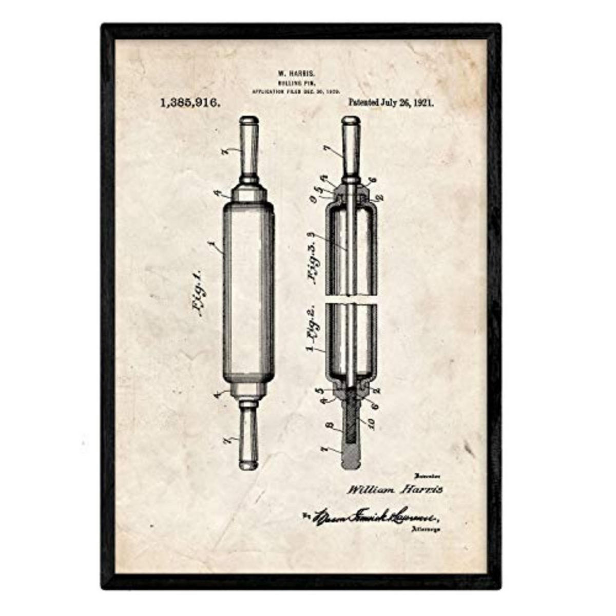 POSTER Patent Teigrolle A3 Rahmenlos - Klar, Papier (29.7/5/42cm) - Nacnic