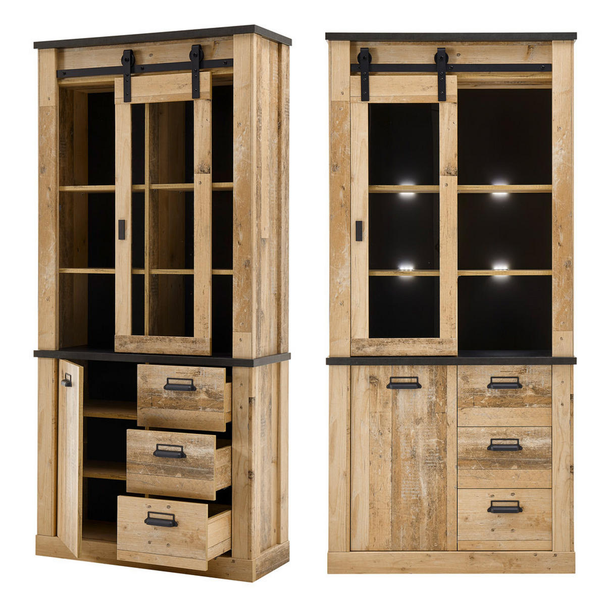 WOHNZIMMER-SET 6-TLG. Shelton-61 - Braun, Holzwerkstoff (570/201/43cm) - Lomado