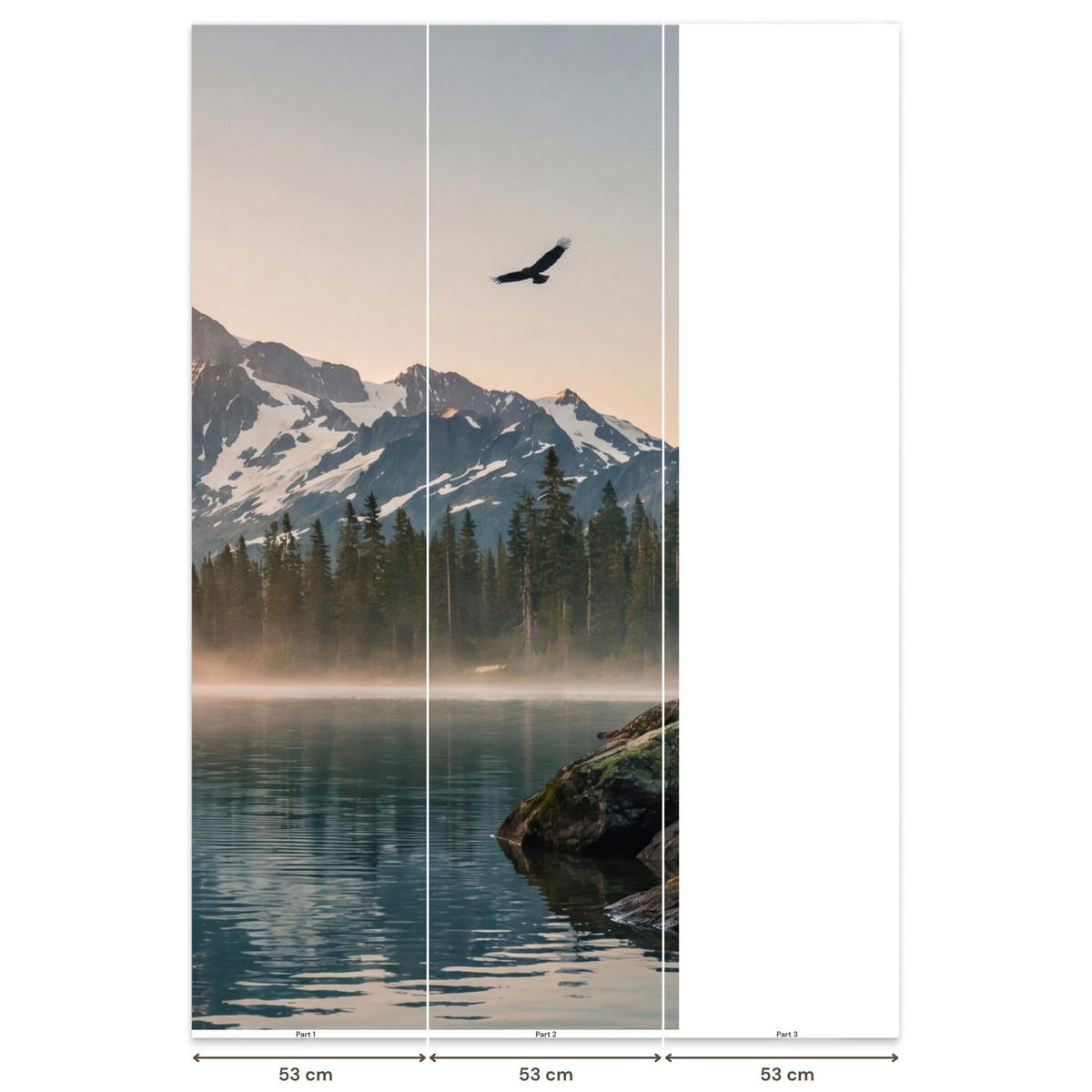 TAPETE - Berge - Wasser - Bäume - 100x200 cm - Multicolor, Papier (100/200cm) - OnlyWow