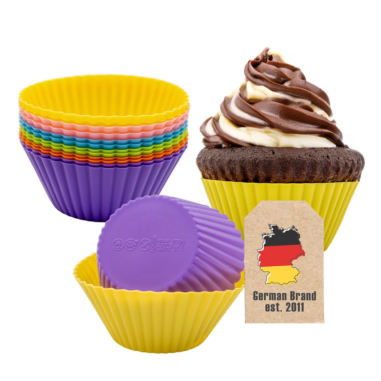 MUFFIN CUPCAKE FORMEN (12 Stück) - Multicolor, Kunststoff (7/3.2/7cm) - Intirilife