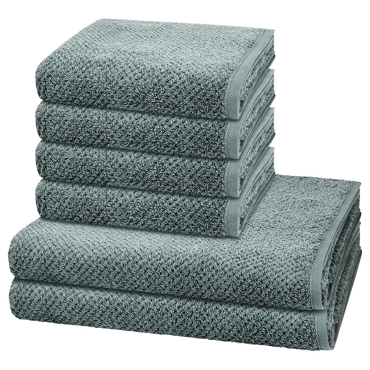FROTTIERSET Pure 6-teilig - Dunkelgrün, Textil (50/100cm) - Cawö
