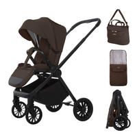 BUGGY Scale, Klein und Leicht, Teleskopische Führung, Kompakt Faltbar, Wickeltasche, Reisetasche - Schwarz/Braun, Textil/Metall (58/100cm) - BabyLux
