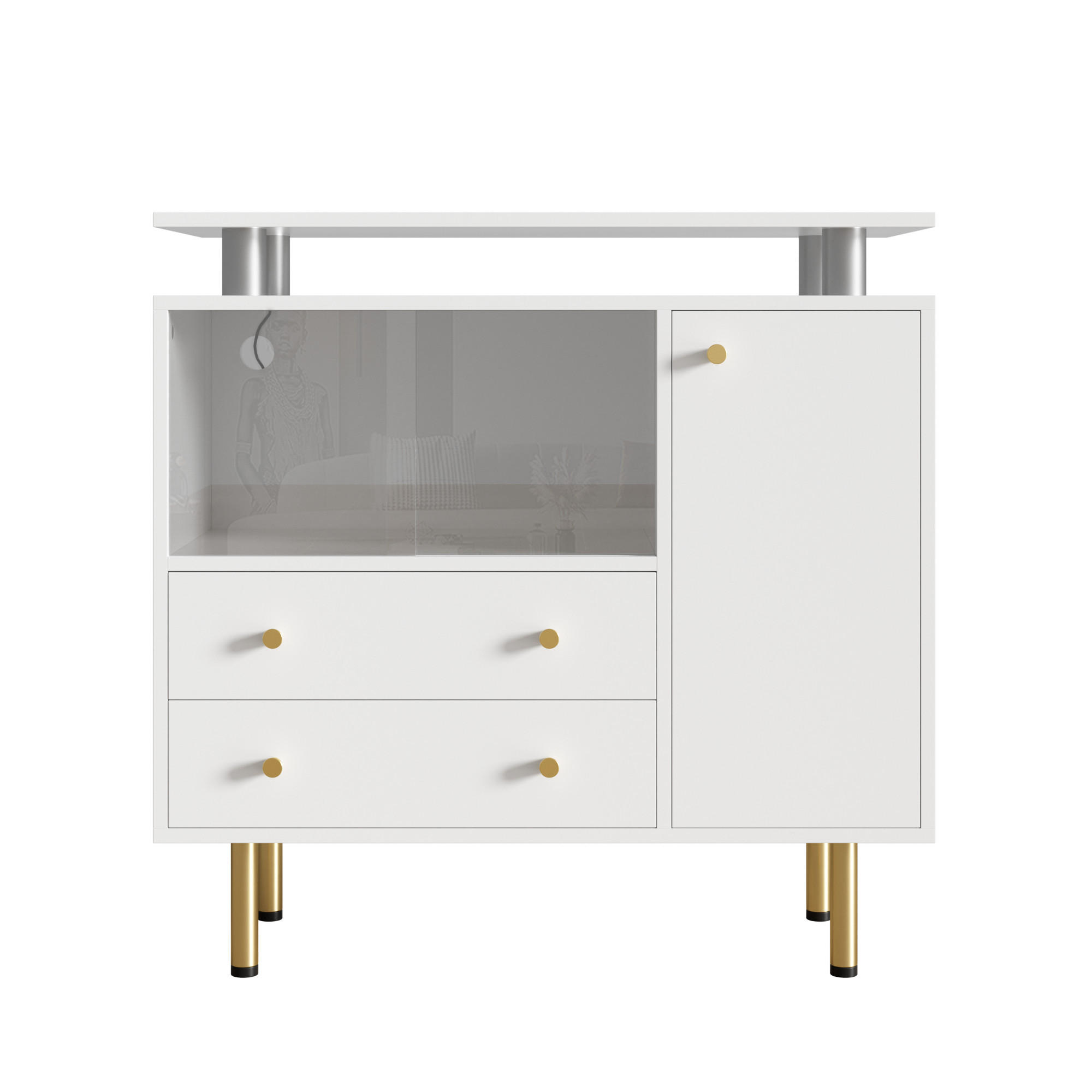 SIDEBOARD Weiß 80/35/80 cm - Weiß, Glas (80/80/35cm) - PANGIVO