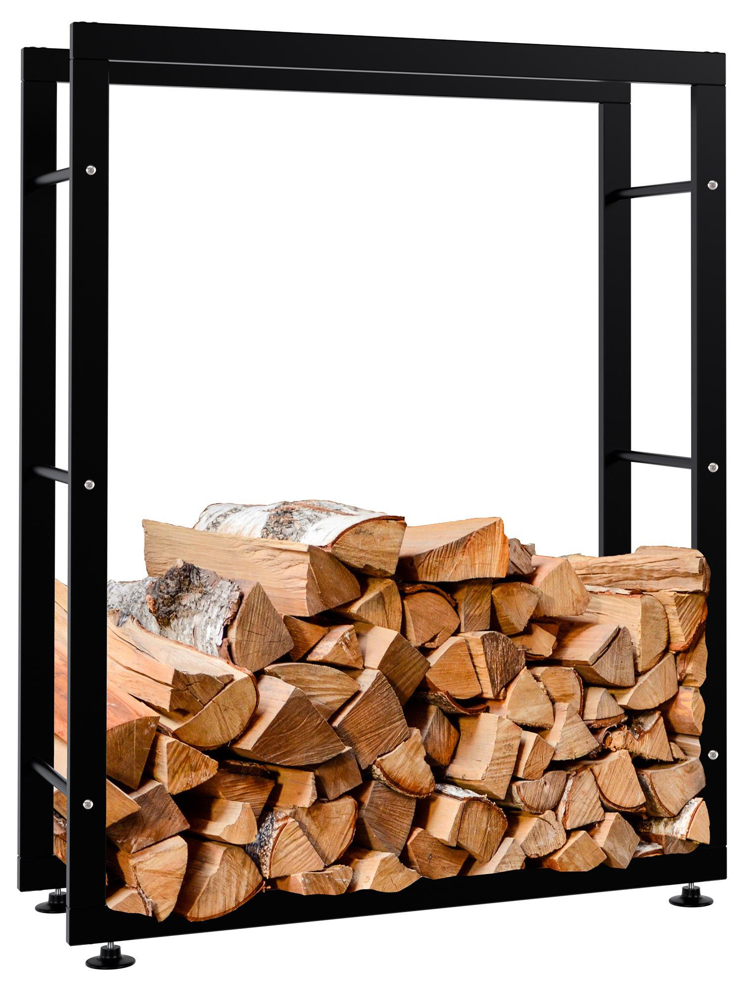 KAMINHOLZREGAL 80/25/100 cm Metall schwarz - Schwarz, Metall (80/100/25cm) - CLP