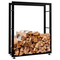 KAMINHOLZREGAL 80/25/100 cm Metall schwarz - Schwarz, Metall (80/100/25cm) - CLP