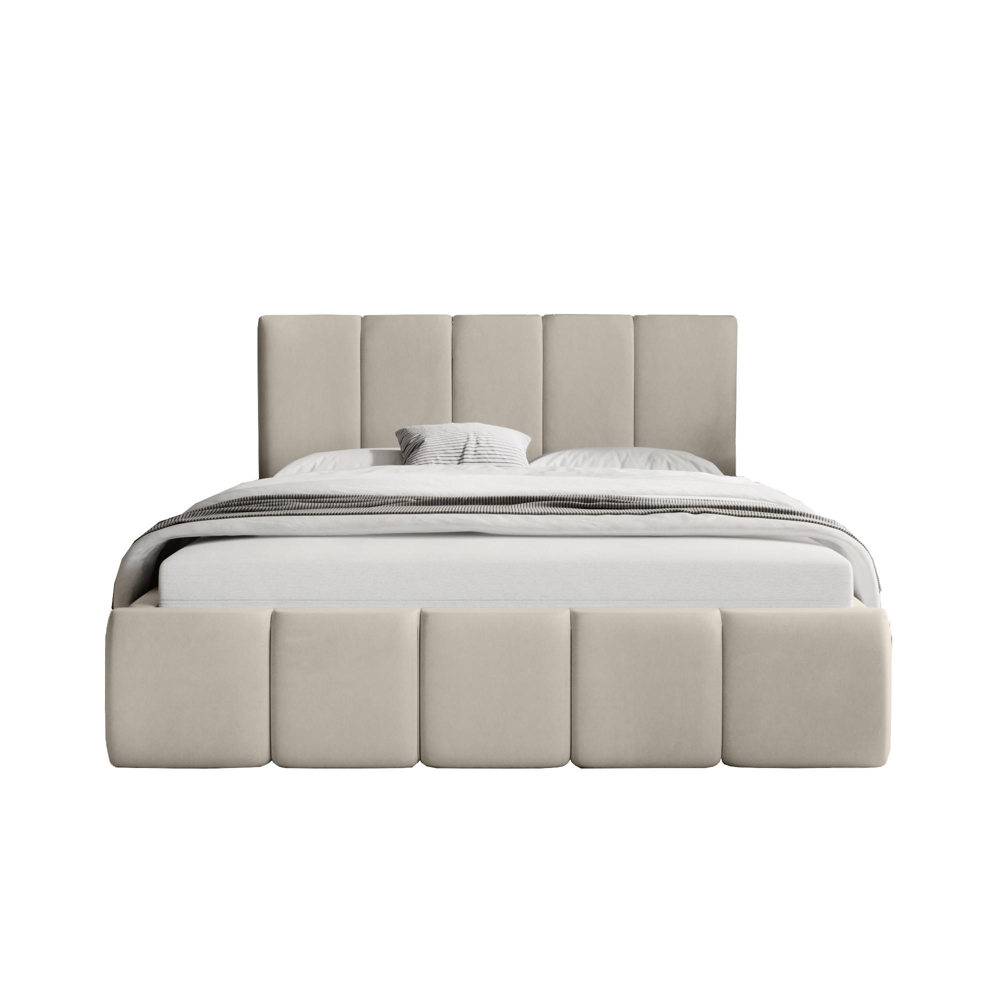 POLSTERBETT mit Kopfstütze Glave 200x200 cm, Beige - Beige, Textil (200/200cm) - Meblito