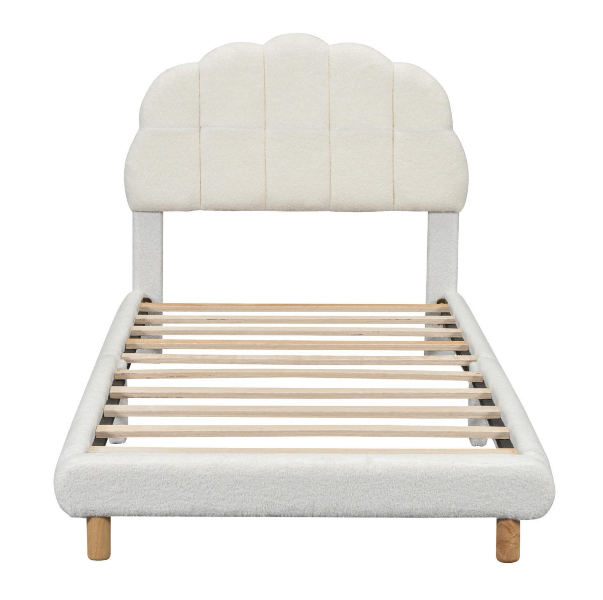 DETSKÁ posteľ 90/200 cm biela s mäkkým kvetinovým čelom z plyšu a MDF - biela, textil (90/200cm) - OKWISH