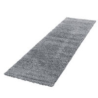 TEPPICH Hochflor Unifarben Polypropylen Wohnzimmer Shaggy Hellgrau Läufer 80x250 - Hellgrau, Textil (80/250cm) - KADIMA DESIGN