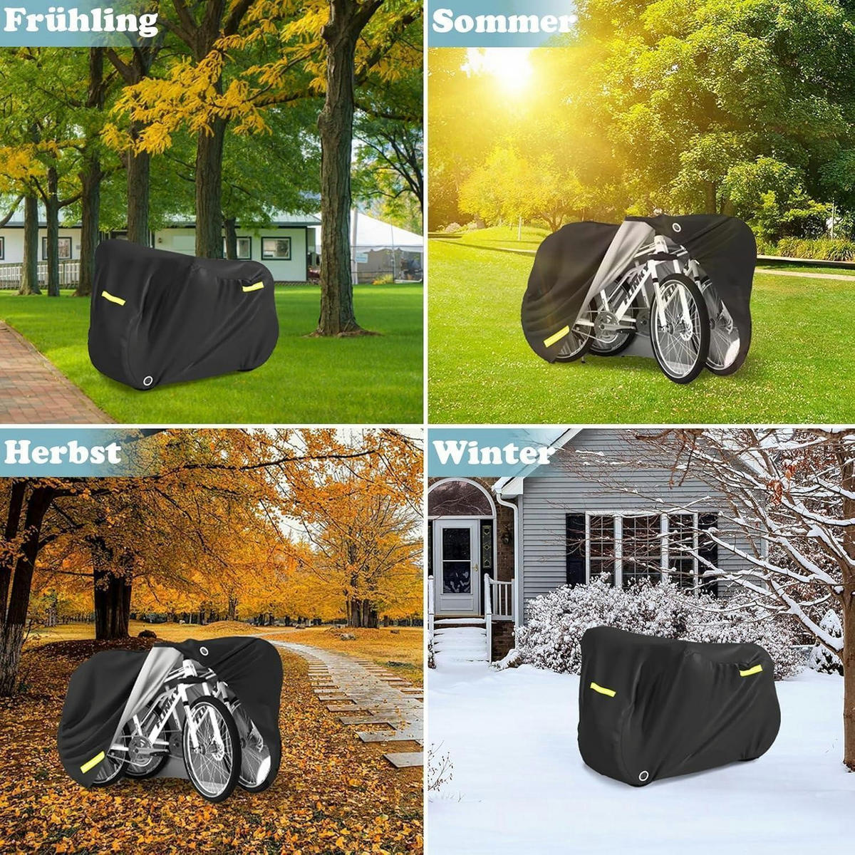 FAHRRADABDECKUNG Wasserdicht 205 x 110 x 80 cm 210D Oxford-Gewebe - Schwarz, Textil (110/80/205cm)