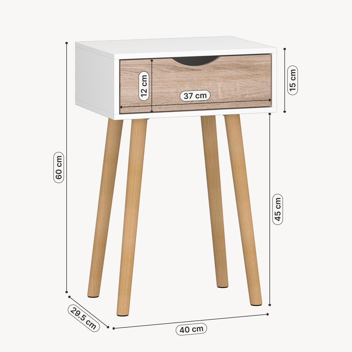 BEISTELLTISCH Östersund - Eichefarben/Naturfarben, Holz/Holzwerkstoff (30/40/60cm) - [en.casa]