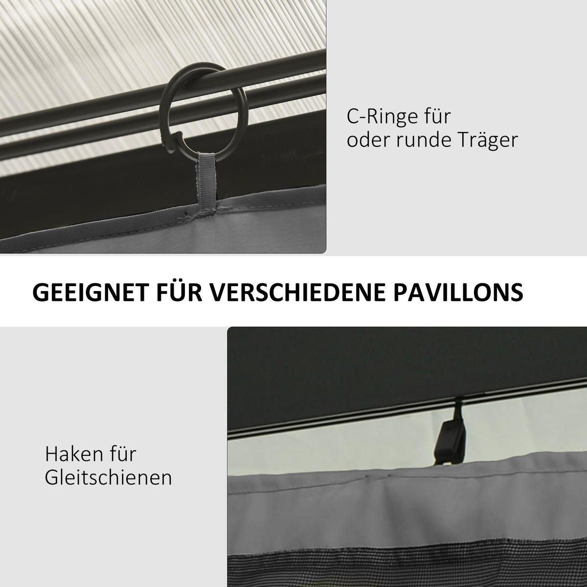 ERSATZVORHANG für Pavillon, Polyester, Hellgrau - Hellgrau, Kunststoff (205/1/302cm) - Outsunny