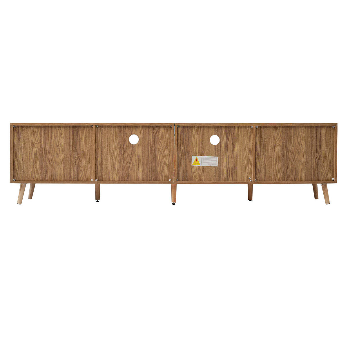 TV stolek 200/37/49 cm dub z dřevotřísky s ratanovým designem a nastavitelnými nohami - hnědá, kompozitní dřevo (200/49/37cm) - OKWISH