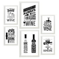 POSTER Set Mit 6 Wein 2 Vollfarbige Illustrationen Von Kaffee & Getränken Im Werbetafel Illustrationen Für & Heim A3 & A4 Weißer Rahmen - Weiß, Papier (29/3cm) - Nacnic