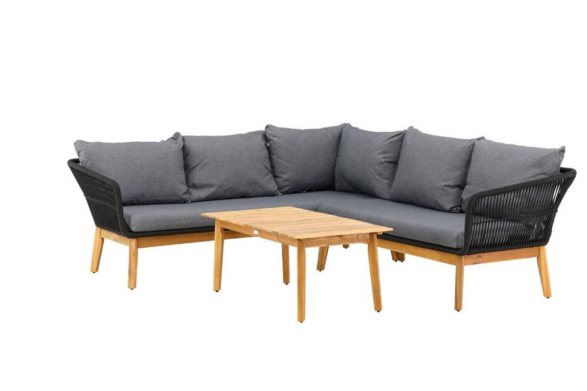 SOFASET, Chania, Schwarz, Akazie., 60 x 110 x 45 cm, 2-teilig - Schwarz, Holz - ebuy24