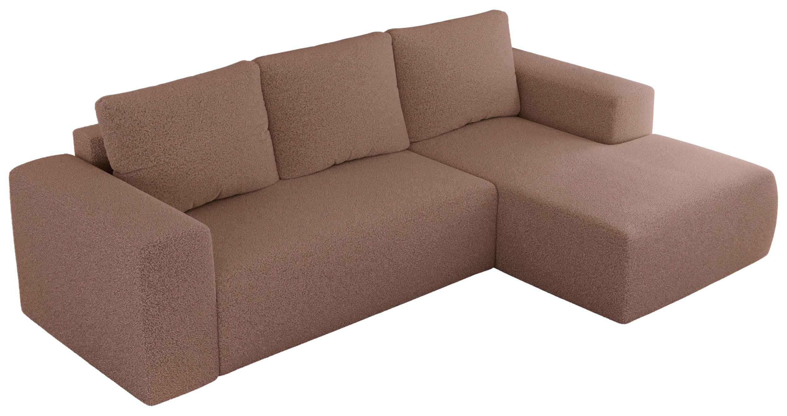 ECKSOFA TRENTINO L Rosa Boucle - Rechts - Schwarz/Rosa, Textil (164/266cm) - MKS