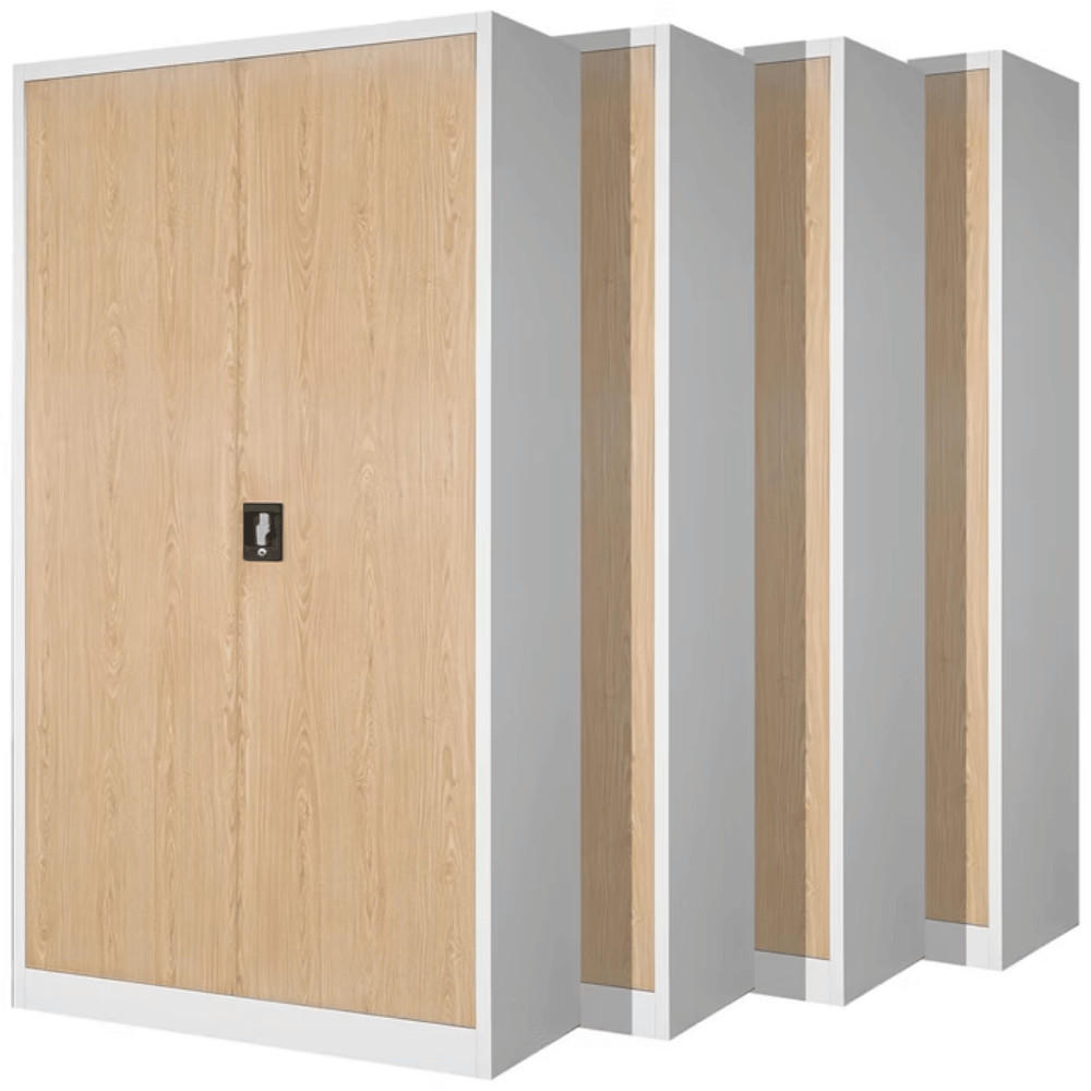 AKTENSCHRANK abschließbar 4er Set KADO 185x90x40cm Weiß-Sonoma Eiche - Weiß, Metall (90/185/40cm) - DELUKE