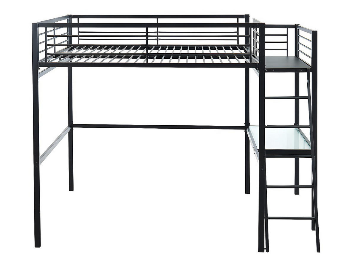 SET: Hochbett mit Schreibtisch + Matratze - 140 x 190 cm - Anthrazit - CASUAL II - Anthrazit, Metall - Vente-Unique