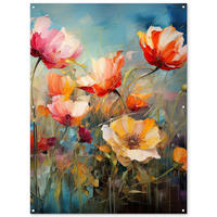ZAHRADNÍ PLAKÁT Květiny - Akvarel - Umění - Botanické - Příroda 120x160 cm - pomerančová, plast (120/160/0.2cm) - OnlyWow