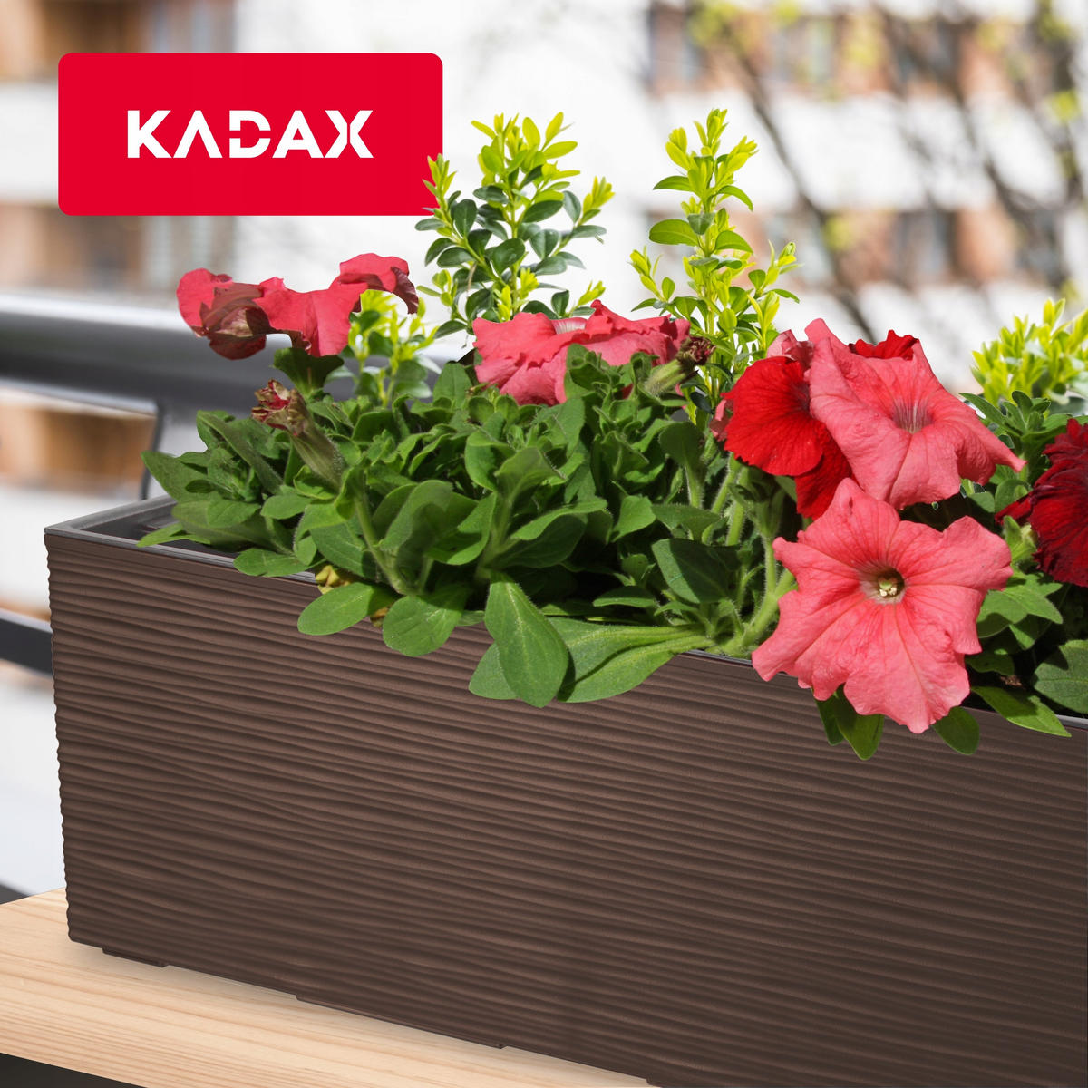 BALKONBLUMENTOPF mit Einsatz 56 cm, Mokka - Mokka, Kunststoff - KADAX