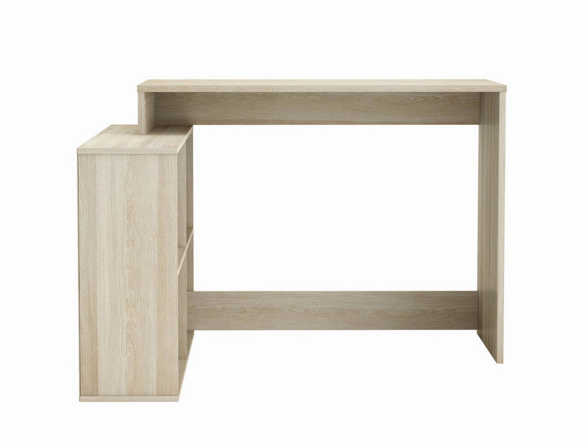 ECKSCHREIBTISCH Holz-Effekt Eiche, Weiß 100.7/111.9/76.7 cm - Braun, Holzwerkstoff (101/112/77cm) - DMORA