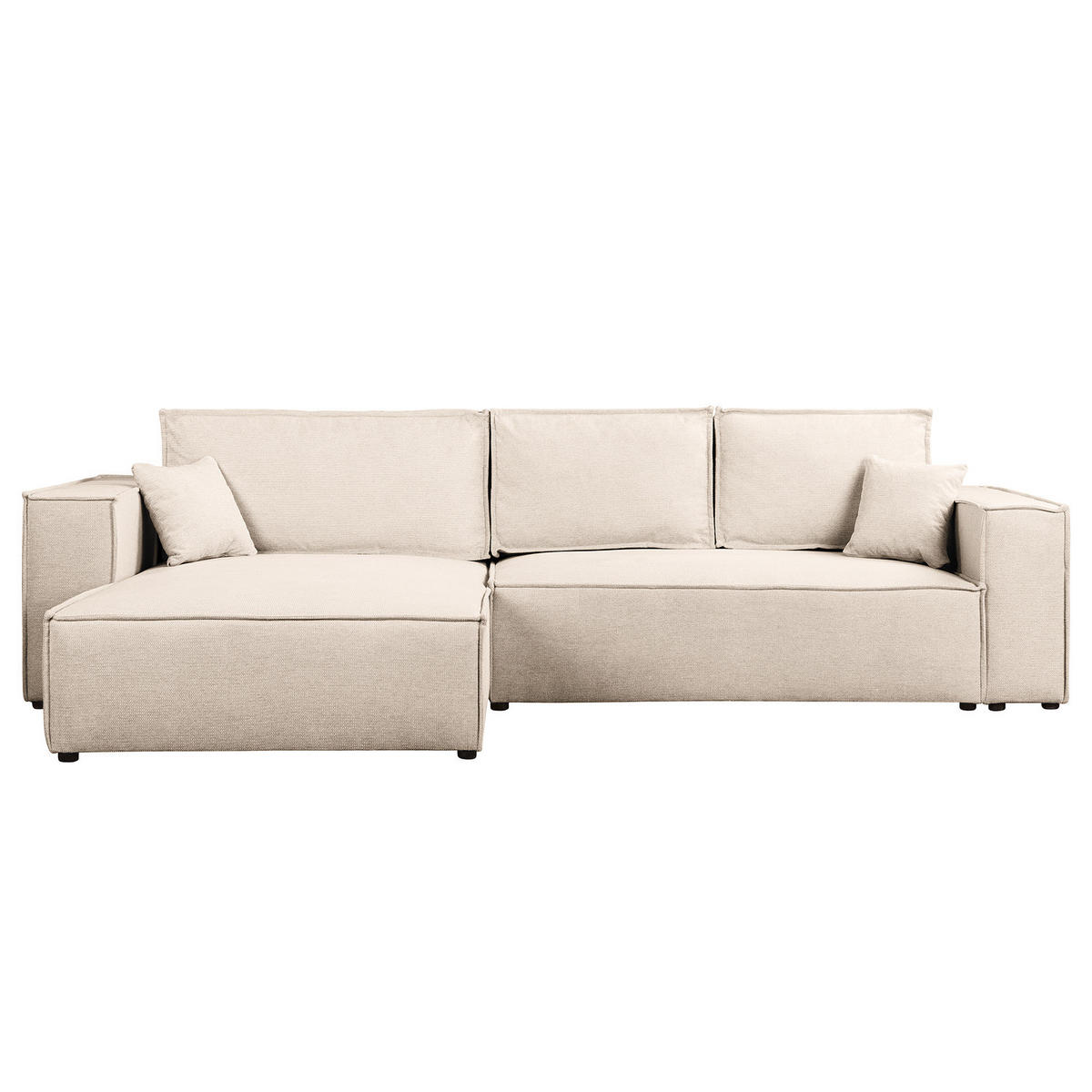 ECKSOFA mit Schlaffunktion - 290 cm - Beige/Schwarz, Kunststoff/Textil (290/185cm) - home24