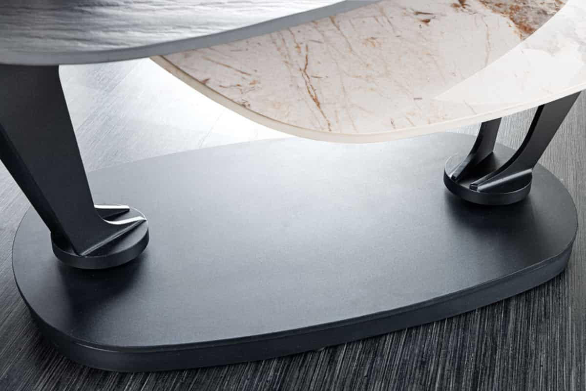 COUCHTISCH MOVEMENT rund Grau|Natur|Schwarz|Weiß 160cm - Schwarz/Braun, Keramik/Metall (110/160/40cm) - riess-ambiente