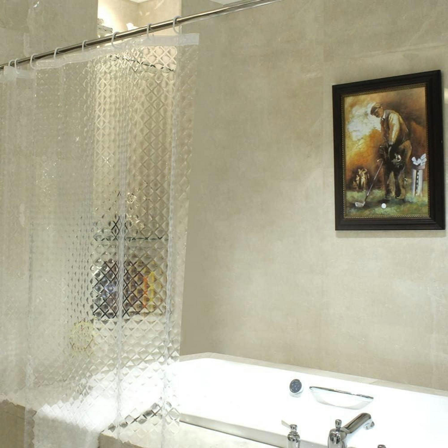 DUSCHVORHANG 120 x 180 cm transparent 3D Rhombus Muster EVA wasserdicht schimmelresistent - Transparent, Kunststoff (120/180cm)