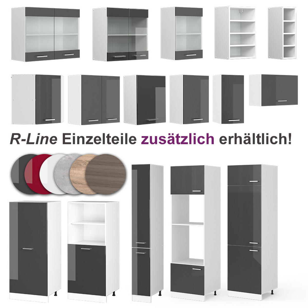ROHOVÁ KUCHYŇA Rick Antracit vysoký lesk/biela 270 x 60 cm s pracovnou doskou - biela/čierna s vysokým leskom, kompozitné drevo (270/81.6/60cm) - Vicco