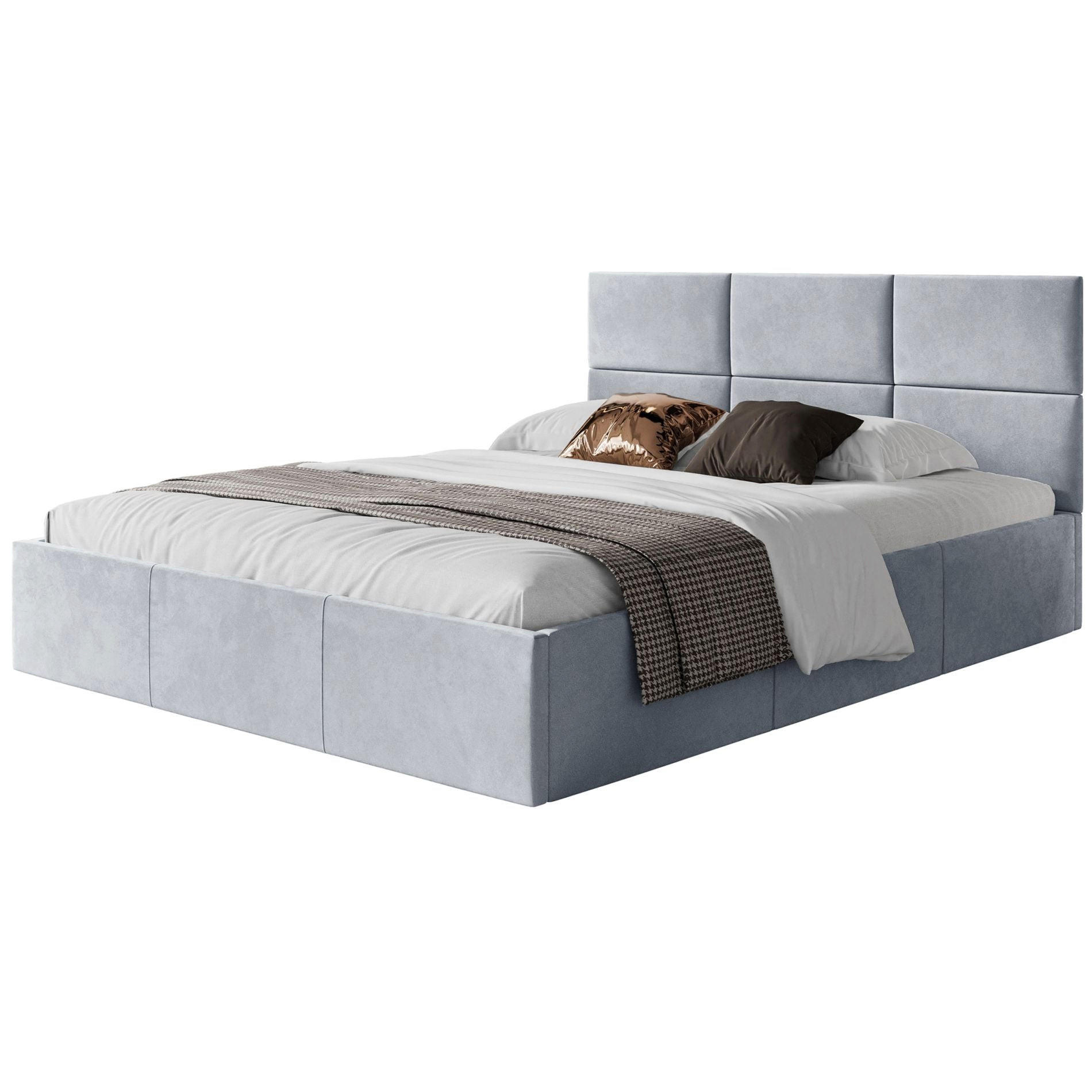 POLSTERBETT Nestio Hellgrau Samt 140x200 cm - Hellgrau, Kunststoff/Textil (140/200cm) - Selsey