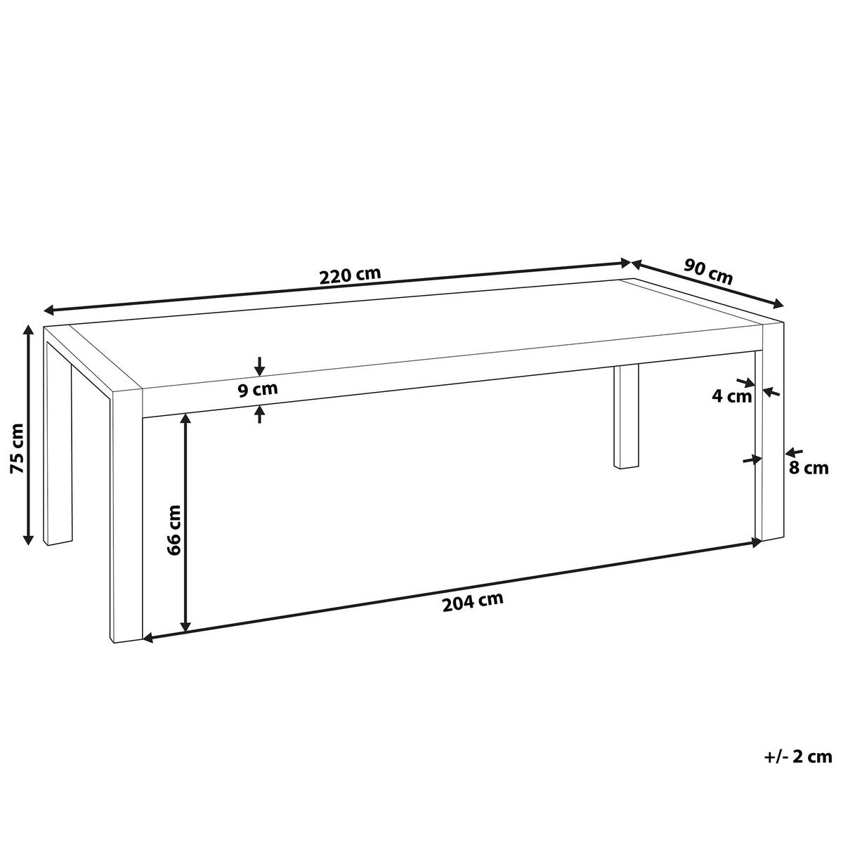 ESSTISCH 220/90/75 cm Weiß, Silberfarben Rechteckig Arctic - Weiß, Holzwerkstoff (220/90/75cm) - Beliani