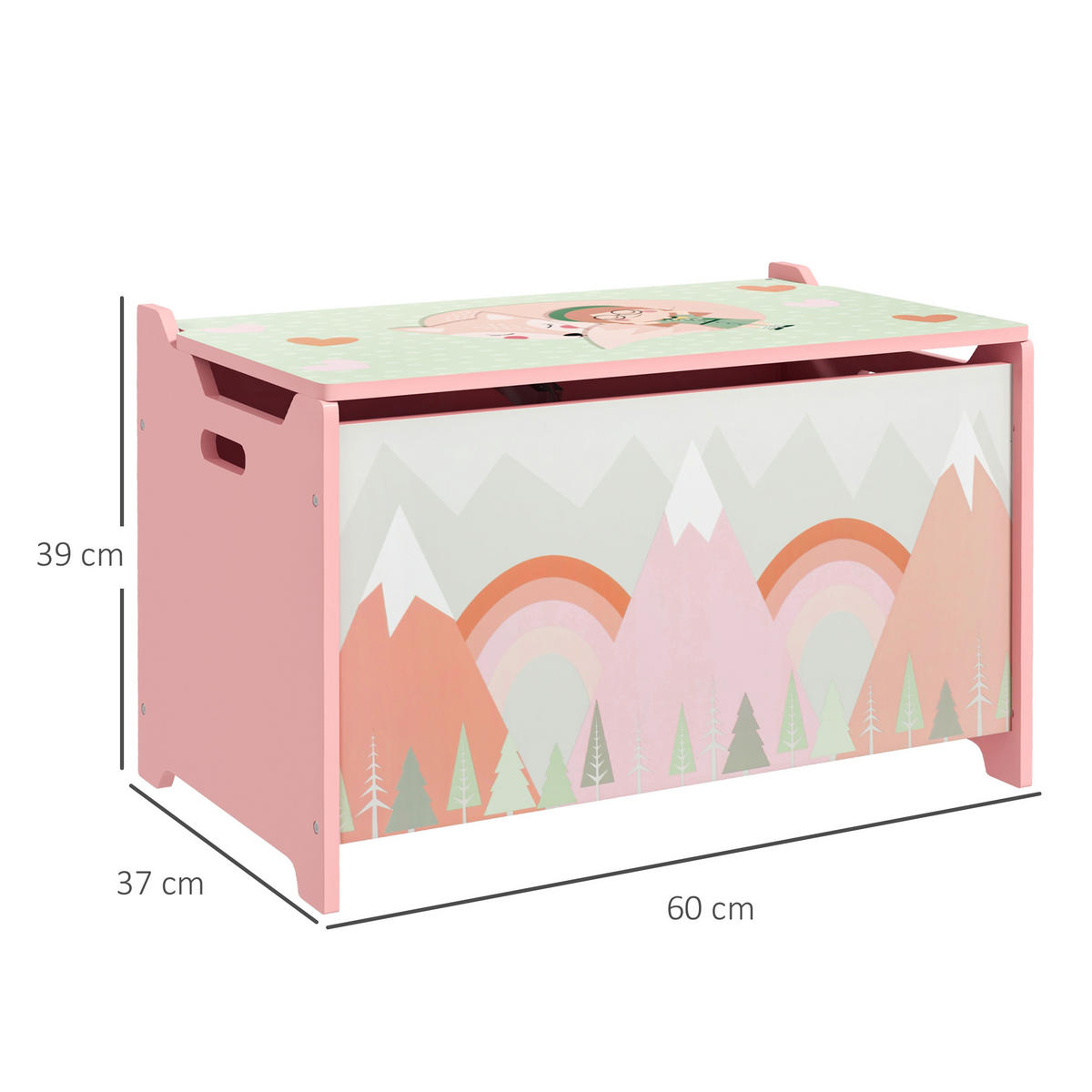 KINDERREGAL DE-17276 3 offene Ebenen & Bären-Design Natur - Pink, Holzwerkstoff (60/39/37cm) - ComfortXL