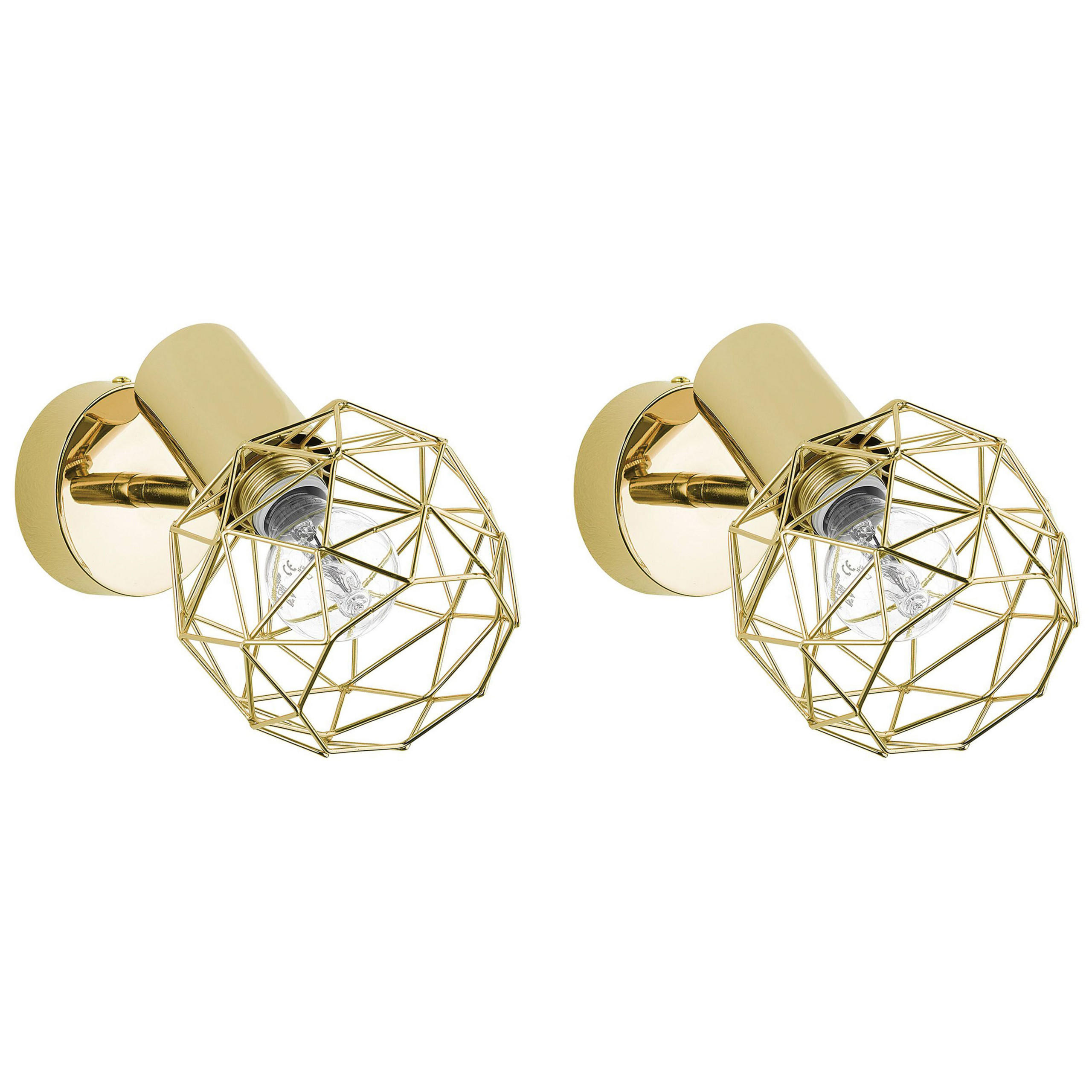 WANDLEUCHTE 2er-Set Chenab 11/11/17 cm - Goldfarben, Metall (11/17/11cm) - Beliani
