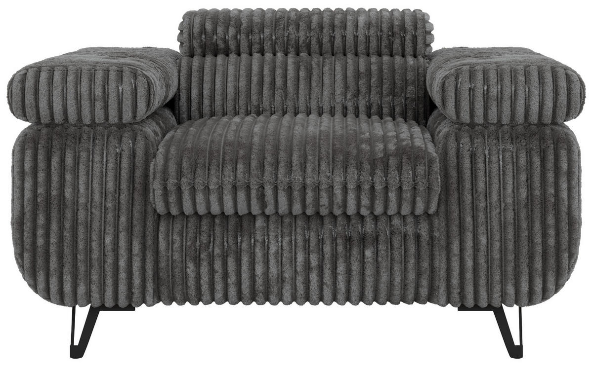 KŘESLO PETER 1 - Šedá Manšestr - šedá/černá, kov/textil (126/76/99cm) - MKS
