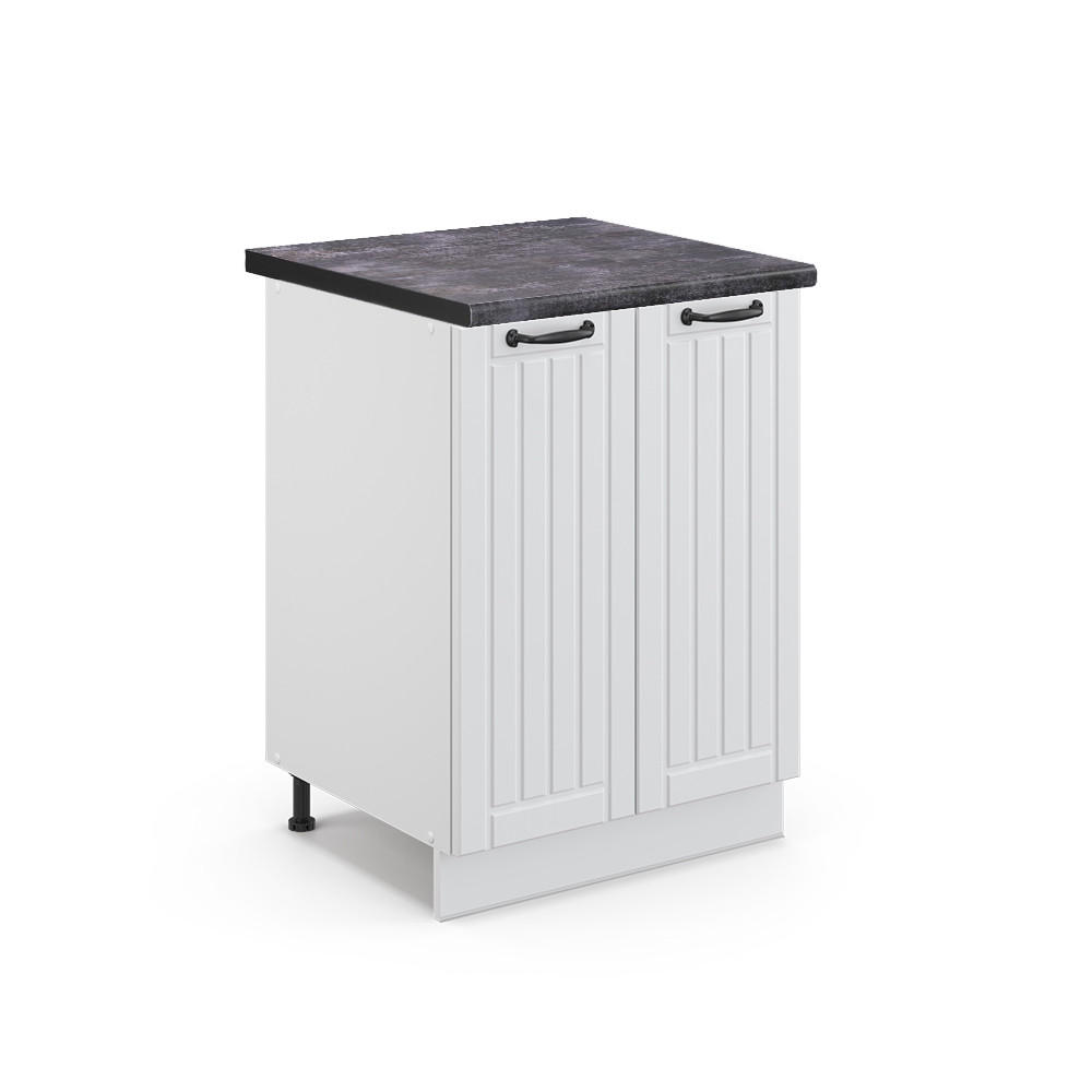KÜCHENUNTERSCHRANK Fame-Line Weiß Landhaus 60 cm, AP Anthrazit - Creme/Weiß, Holzwerkstoff (60/82/60cm) - Vicco