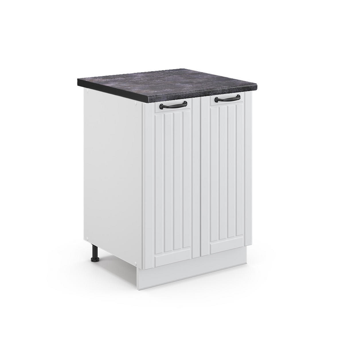 KÜCHENUNTERSCHRANK Fame-Line Weiß Landhaus 60 cm, AP Anthrazit - Weiß, Holzwerkstoff (60/82/60cm) - Vicco