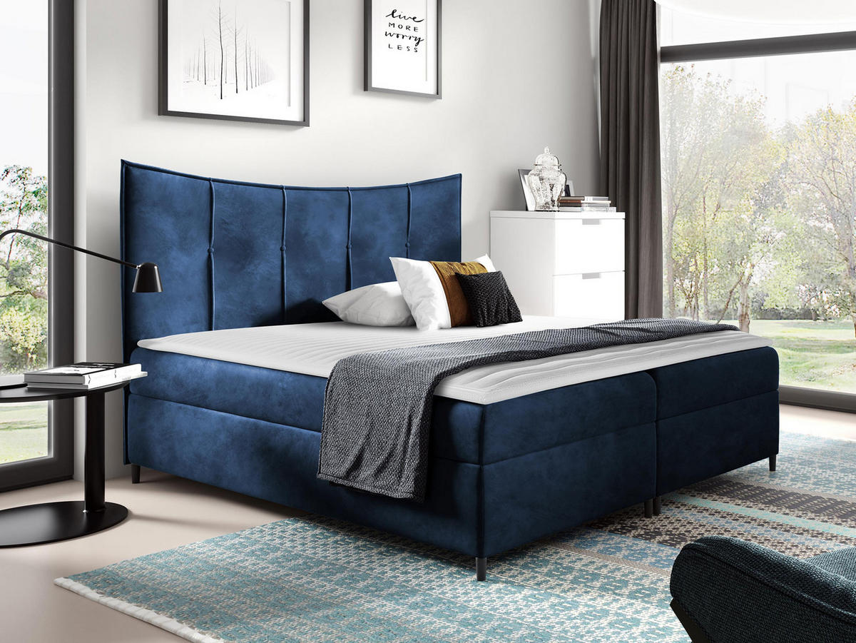 BOXBETT Bergamo - Blau, Holz (200/200cm) - MIRJAN24