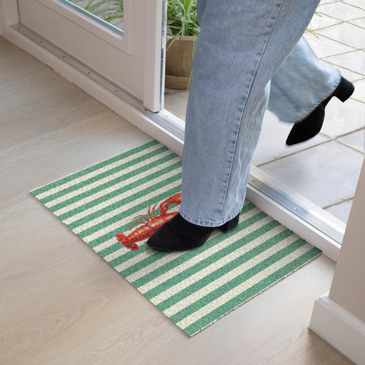FUSSMATTE Krebs - Streifen - Realistisch - Sommerlich 60x40 cm - Multicolor, Kunststoff (60/0.4cm) - MuchoWow