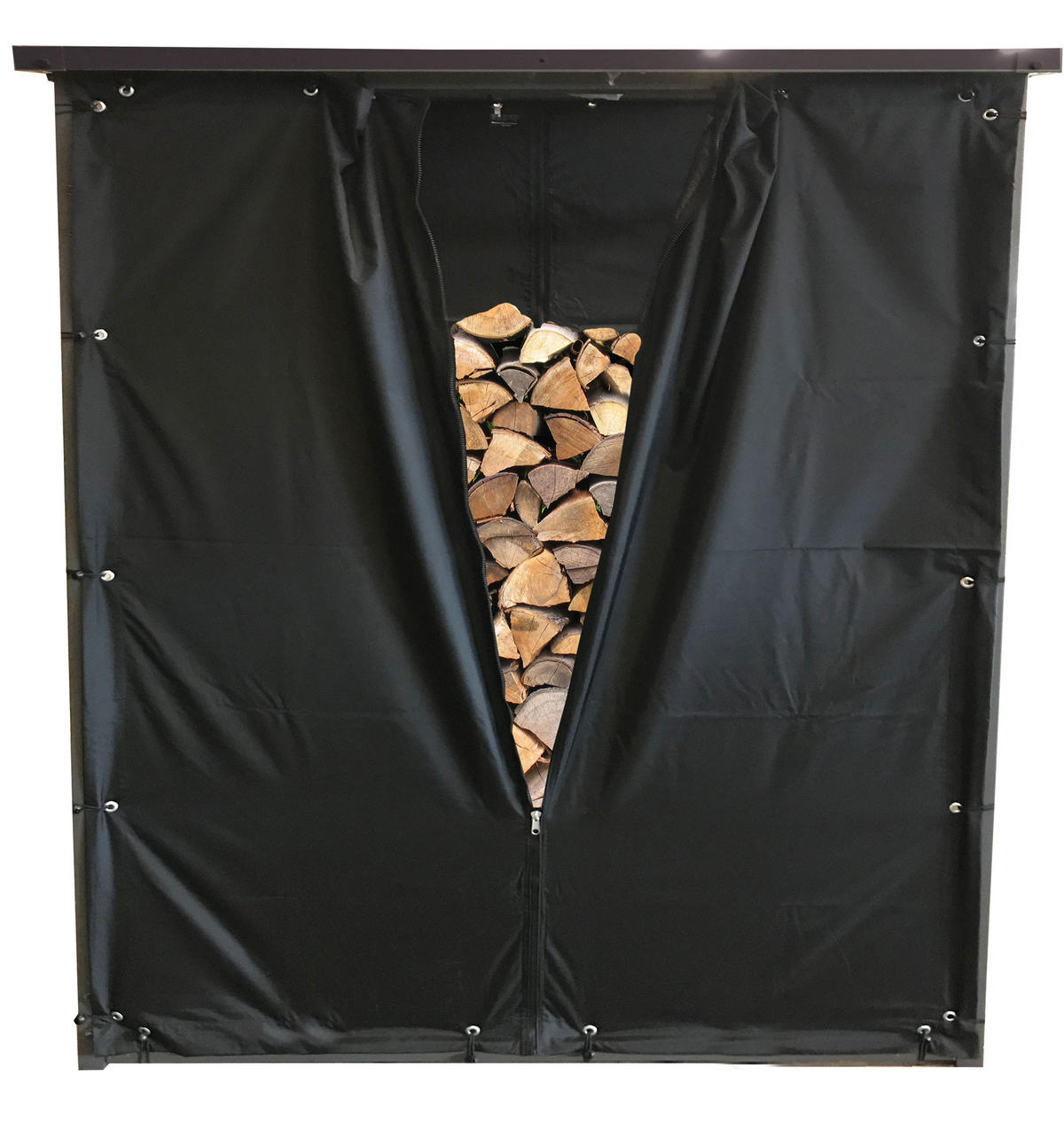 KAMINHOLZREGAL Außen 185x70x185 cm Metall Anthrazit mit Wetterschutz 2,3 m³ / 3,5 SRM - Anthrazit/Schwarz, Metall (185/185/70cm) - QUICK STAR