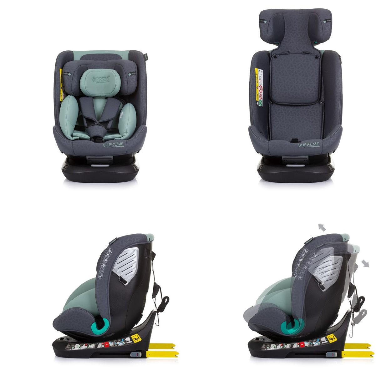 KINDERSITZ i-Size Supreme grün (40-150 cm) verstellbar 360° drehbar Isofix - Grün, Kunststoff (44/75/45cm) - Chipolino