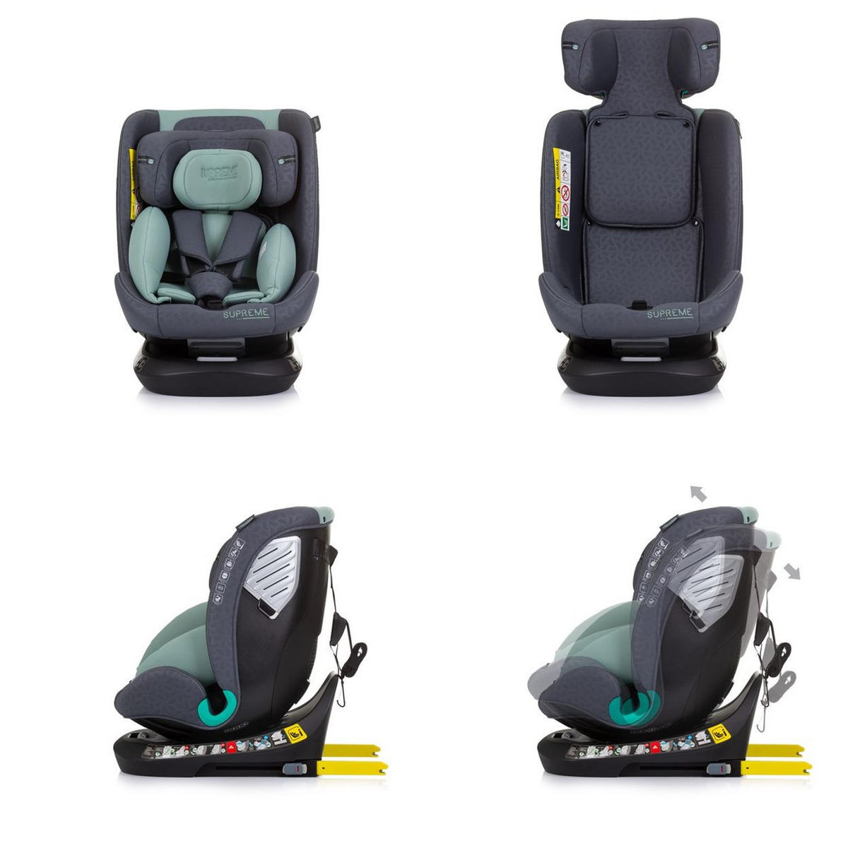 KINDERSITZ i-Size Supreme grün (40-150 cm) verstellbar 360° drehbar Isofix - Grün, Kunststoff (44/75/45cm) - Chipolino