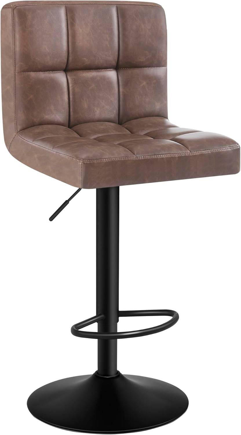BARHOCKER 1er Set, Kunstleder in Antiklederoptik, Stahl - Dunkelbraun, Metall (44/114/39cm) - Woltu