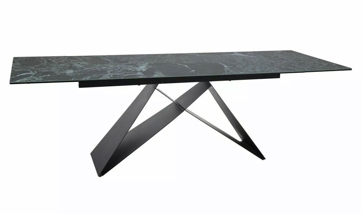 ESSTISCH Westin X / Schwarz Matt 160-240 / 90 / 77cm - Schwarz/Grün, Holz/Keramik (90/240/77cm) - Feldmann-Wohnen